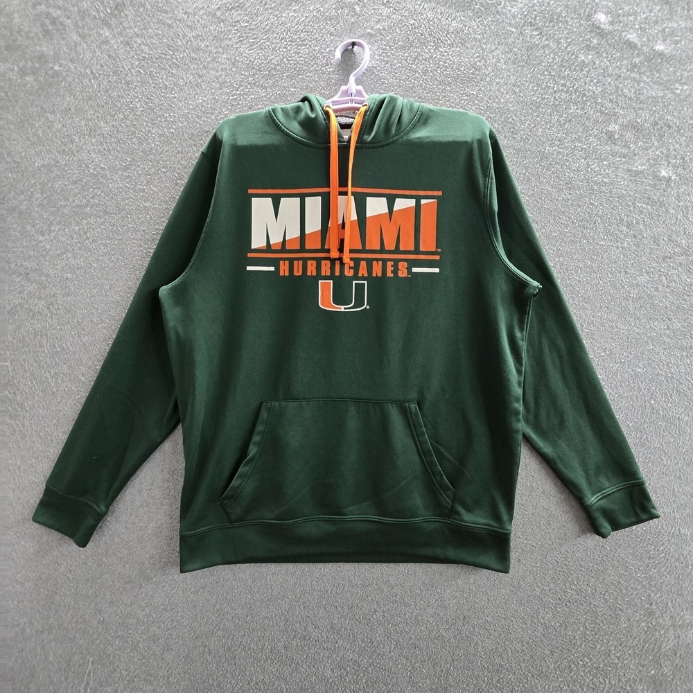 Miami Hurricanes Men Hoodie L‎ Green Colosseum Graphic Team Logo Activewear
